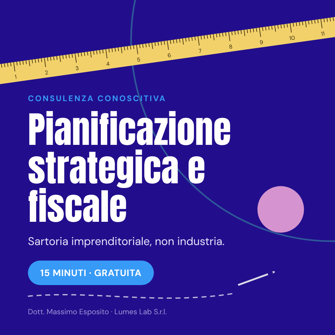 Pianificazione fiscale in tutta Italia: consulenza conoscitiva gratuita di 15 minuti con il Dott. Massimo Esposito