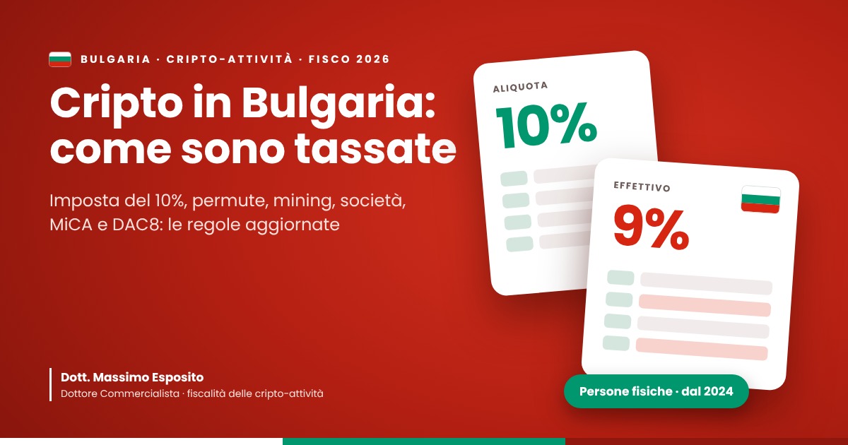 Tassazione criptovalute in Bulgaria: aliquote, regole e novità 2026