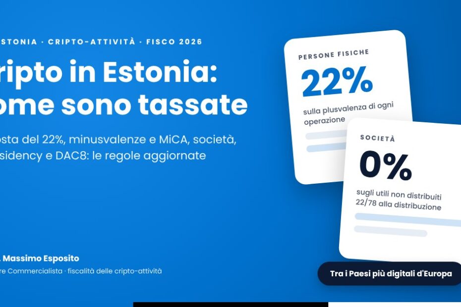 Tassazione criptovalute in Estonia: aliquote, regole e novità 2026